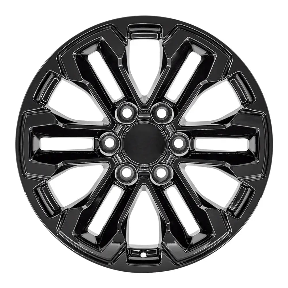 Front view of an 18x8.5 Black wheel replacement for Cadillac Escalade replica rim 9511407