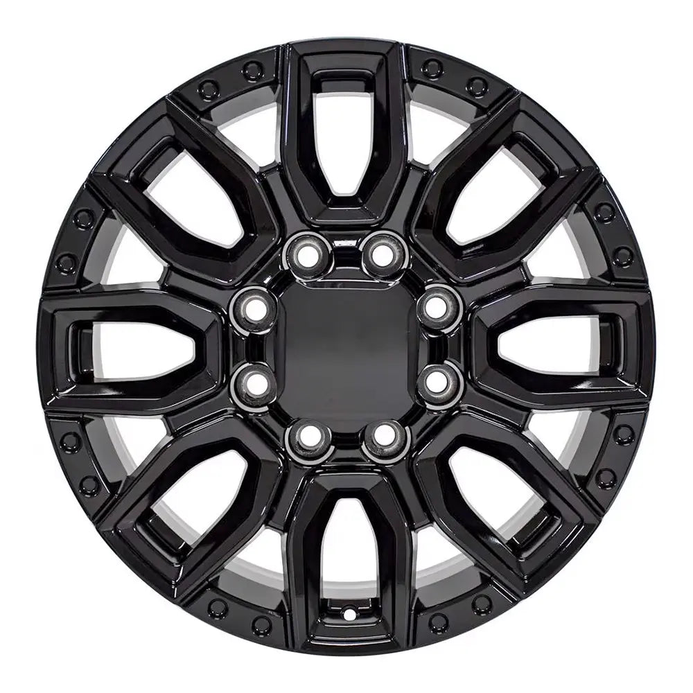 Front view of a 20x8.5 Black wheel replacement for Chevy Trucks replica rim 9511058