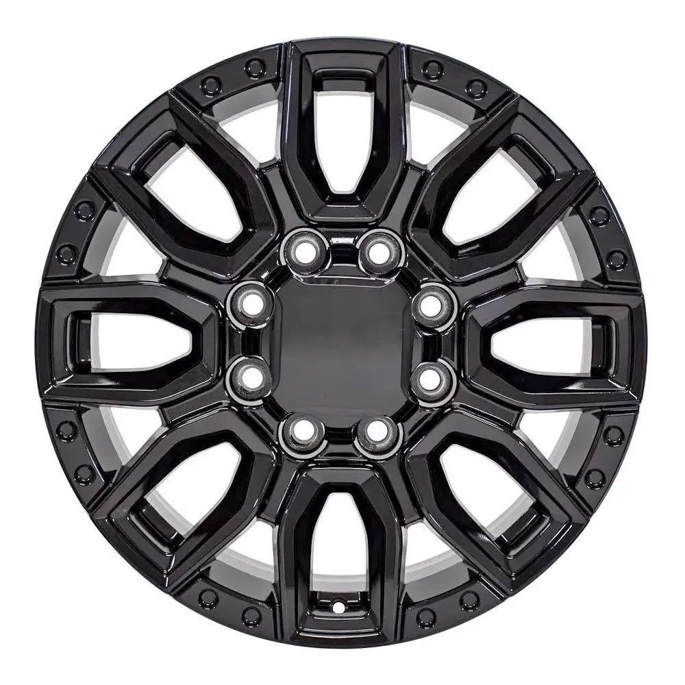Front view of a 20x8.5 Black wheel replacement for GMC Trucks replica rim 9511061