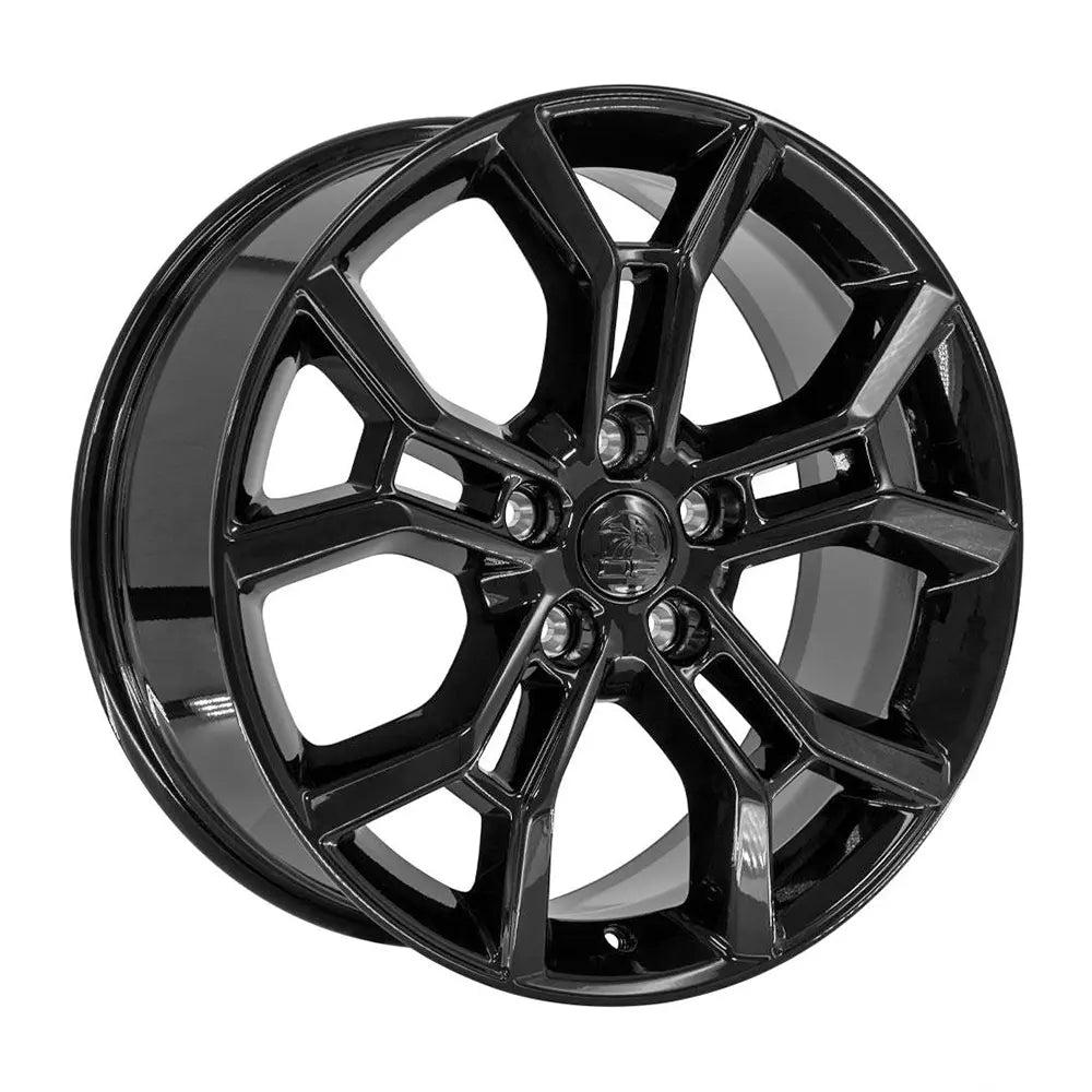 Side view of a 20x8.5 Gloss Black wheel replacement for Jeep Grand Cherokee replica rim 9511427