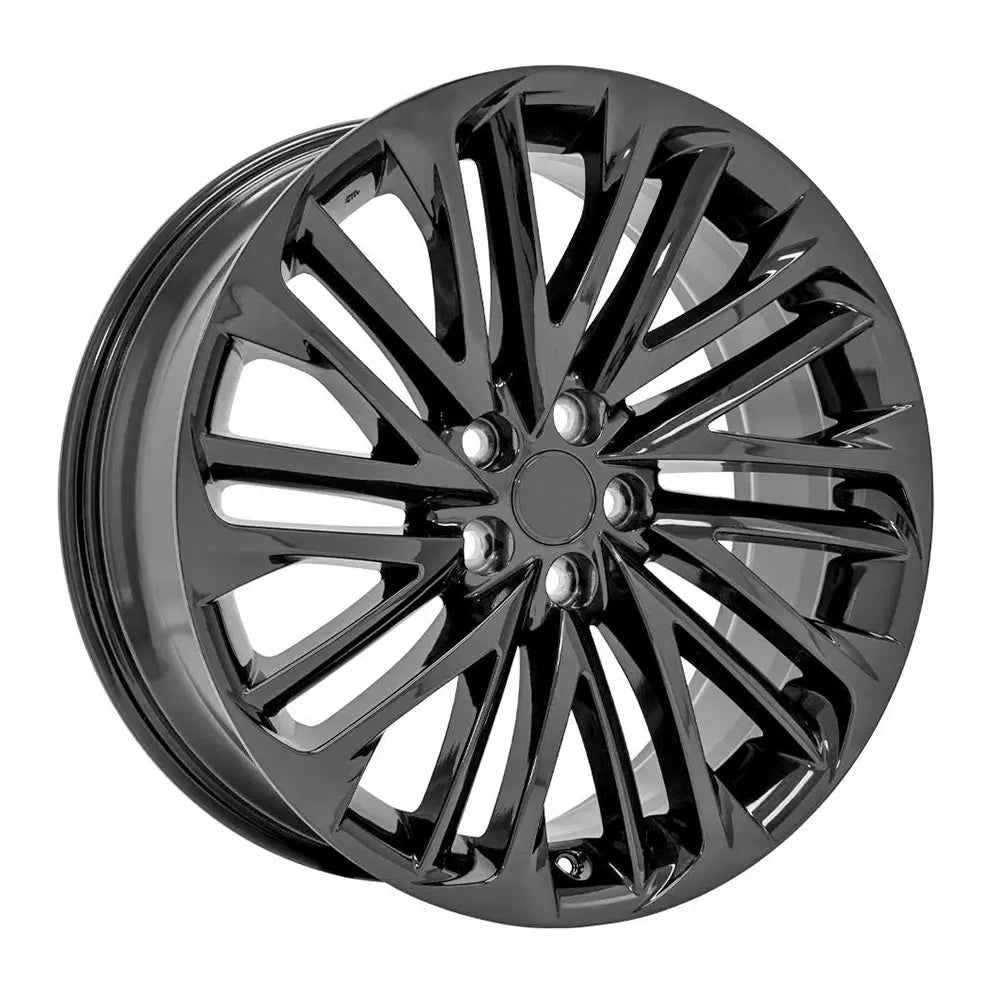 Angle view of a 20x8 Gloss Black wheel replacement for Lexus Trucks replica rim 9511442