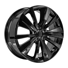 Angle view of a 19x8 Gloss Black wheel replacement for Infiniti EX35 replica rim 9511446