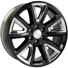 22" Black Chrome Inserts wheel replacement for Chevy Avalanche 2002-2013. Replica Rim 9507611