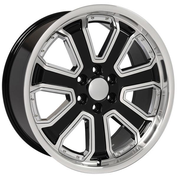 22" Black Chrome Inserts wheel replacement for Chevy C2500 1988-2000. Replica Rim 9506712