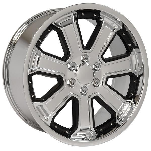 22" Chrome Black Inserts wheel replacement for Chevy Blazer 1992-1994. Replica Rim 9506714