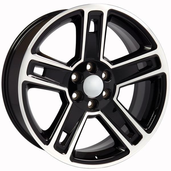 22" Hyper Black Machined wheel replacement for Chevy Avalanche 2002-2013. Replica Rim 9507618