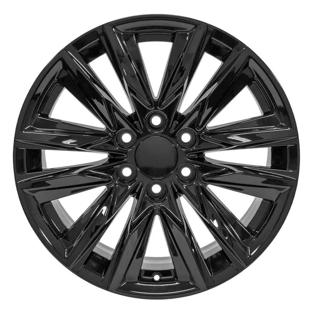 Front view of a 20x9 Black wheel replacement for Cadillac Escalade replica rim 9510949