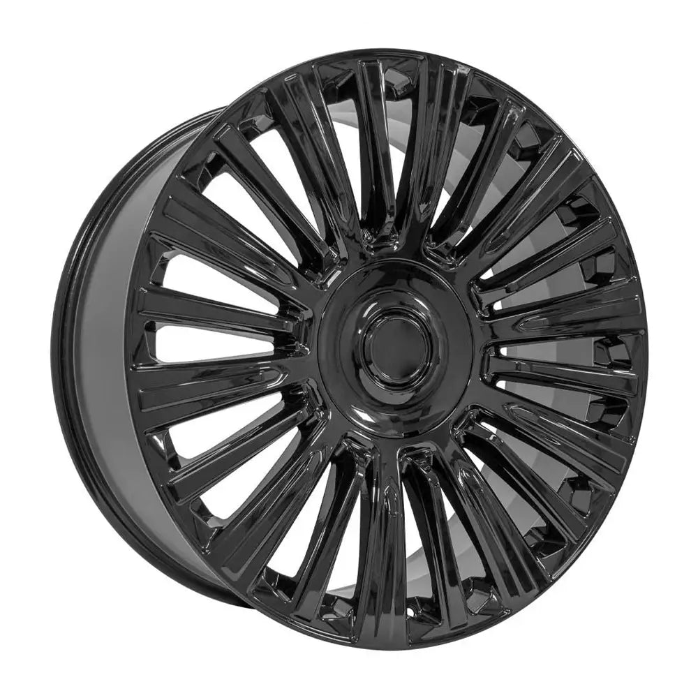 Angle view of a 24x10 Black wheel replacement for Cadillac Escalade replica rim 9511003