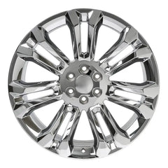 Front view of a 24x10 Chrome wheel replacement for Cadillac Escalade replica rim 9510981