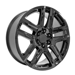 Angle view of a 22x9 Black wheel replacement for GMC Sierra 1500 replica rim 9511035