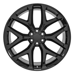 Front view of a 26x10 Black wheel replacement for Chevy Trucks replica rim 9511053