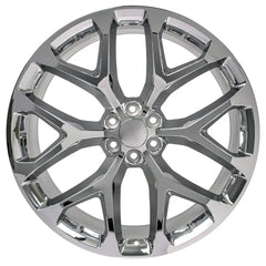 Front view of a 26x10 Chrome wheel replacement for Chevy Trucks replica rim 9511056