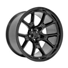 Angle view of a 20x11 Black wheel replacement for Dodge Charger replica rim 9511070